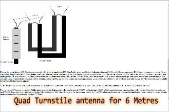 Quad Turnstile antenna for 6 Metres