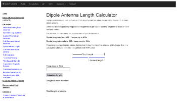 Dipole Antenna Length Calculator