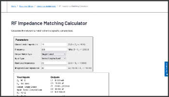 RF Impedance Matching Calculator