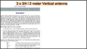 3 x 3/4 l 2 meter Vertical antenna