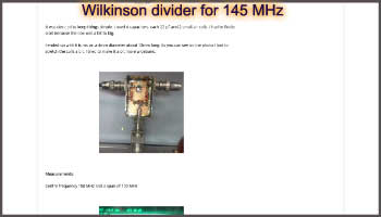 Wilkinson divider for 145 MHz