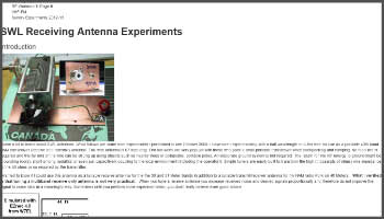 SWL Receiving Antenna Experiments