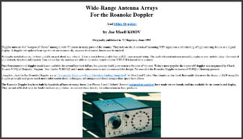 Wide-Range Antenna Arrays For the Roanoke Doppler