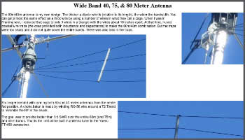 Wide Band 40, 75, & 80 Meter Antenna