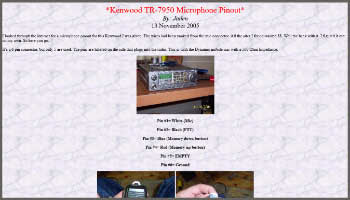 Kenwood TR-7950 Microphone Pinout