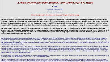 Automatic Antenna Tuner Controller for 600 Meter