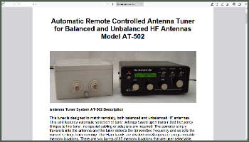 Automatic Remote Controlled Antenna Tuner